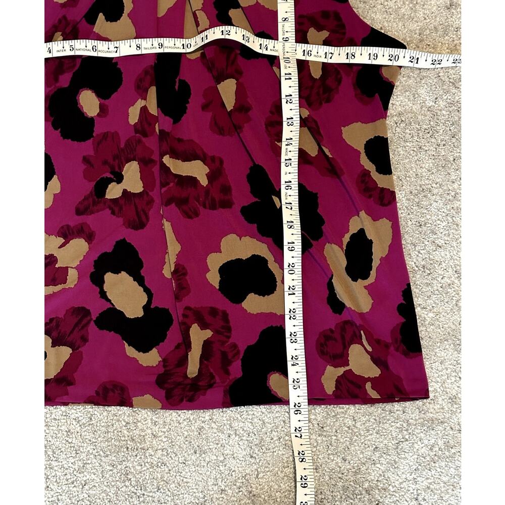 Anne Klein Women Size XL Artsy Floral Type Sleeveless Pleated Scoop Neck Top - Picture 4 of 9